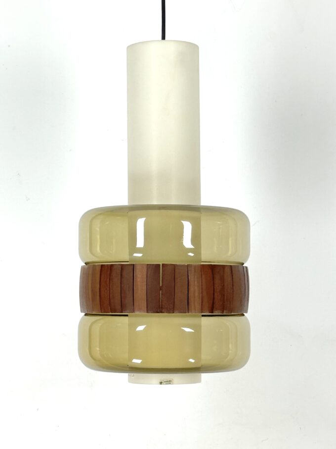 Mid-Century Harvey Guzzini pendant from 1960s. Labeled.