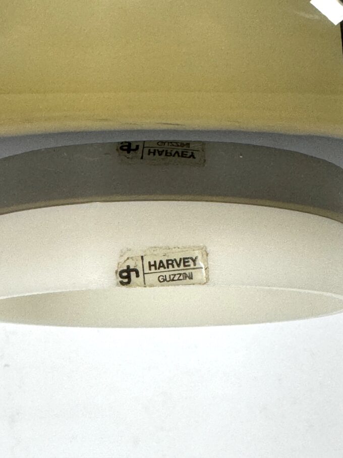 Mid-Century Harvey Guzzini pendant from 1960s. Labeled.