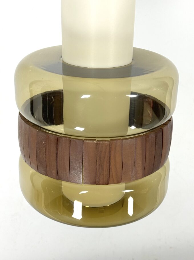 Mid-Century Harvey Guzzini pendant from 1960s. Labeled.