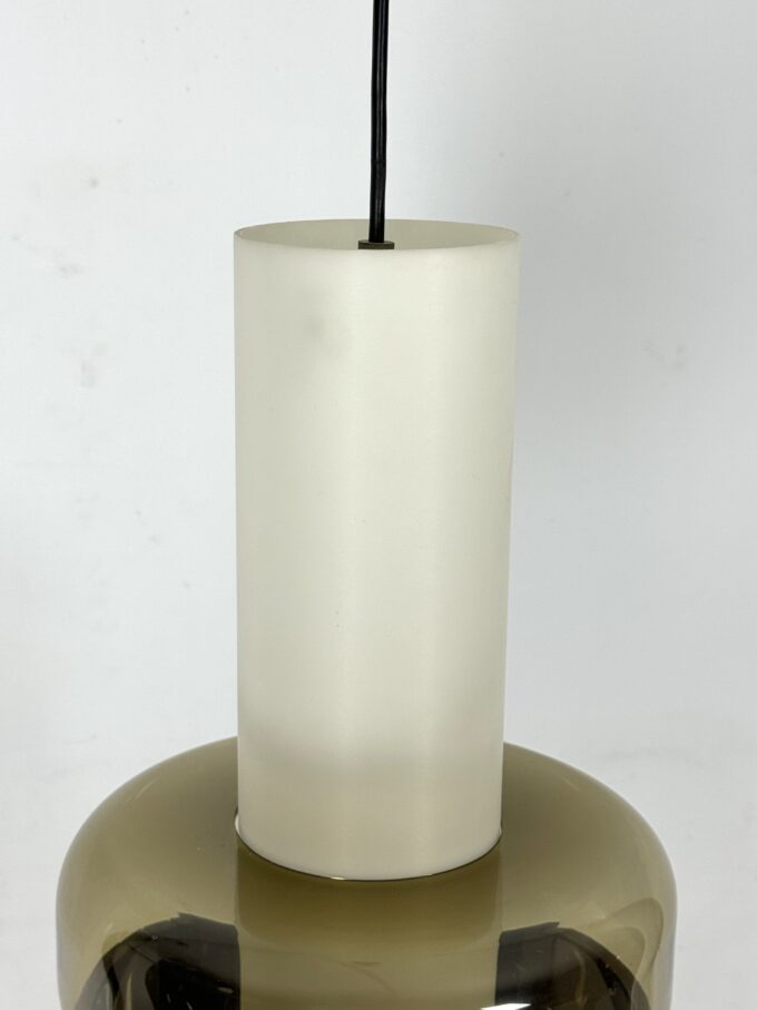 Mid-Century Harvey Guzzini pendant from 1960s. Labeled.