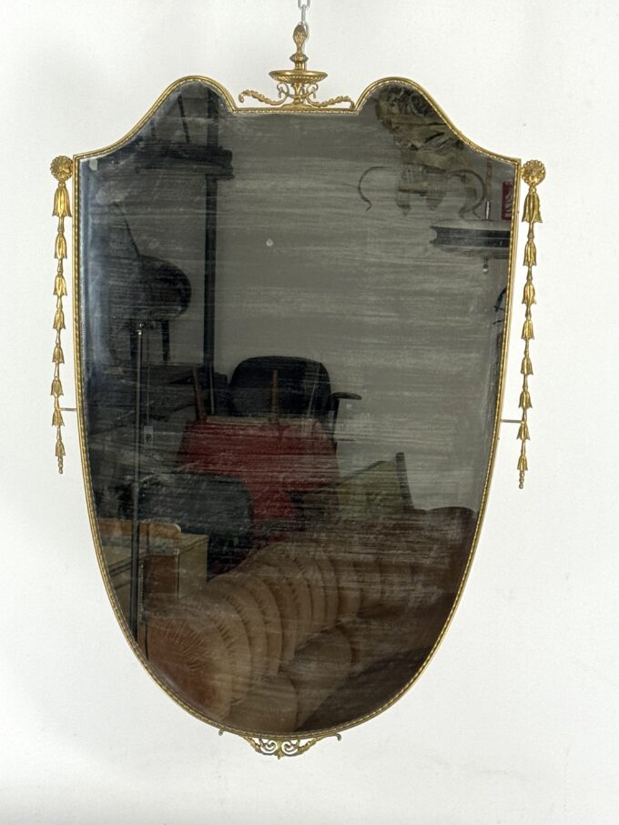 Mid-century Italian mirror in brass. Italy 1950s