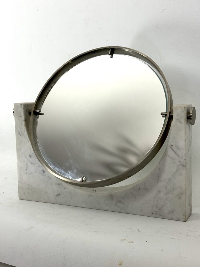 Angelo Mangiarotti, Mid-Century Vanity Mirror in Carrara Marble. Italy 1960s