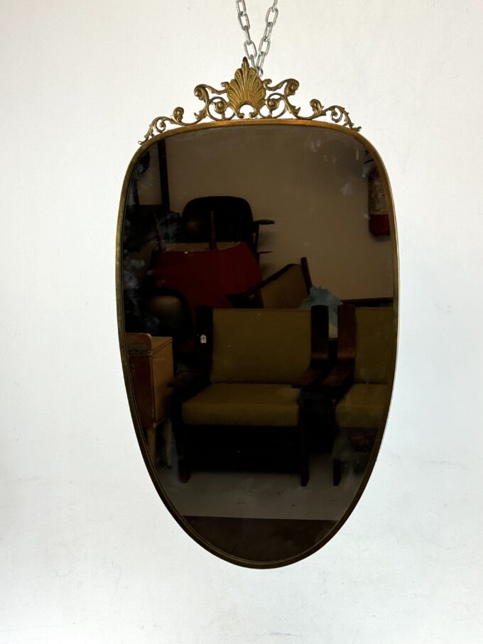 Gio Ponti style, Mid-Century mirror in brass. Italy 1950s