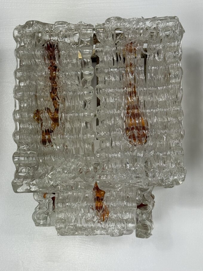 Set of four large wall lamps in murano glass elements by Poliarte. Italy 1970s