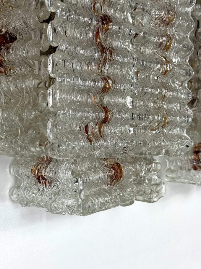 Set of four large wall lamps in murano glass elements by Poliarte. Italy 1970s