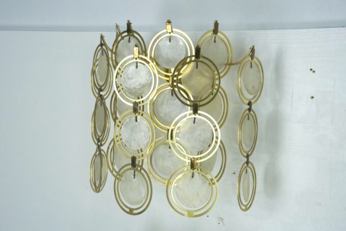 Set of four brass and mother-of-pearl sconces in Verner Panton style. Italy 1970s