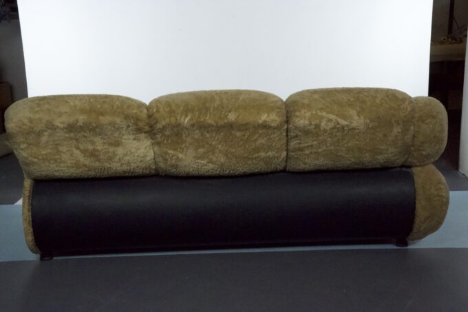 Space Age Three-Seater Sofa by Adriano Piazzesi in Teddy Bear & Leatherette, 1970s Italy