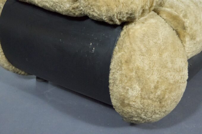 Space Age Three-Seater Sofa by Adriano Piazzesi in Teddy Bear & Leatherette, 1970s Italy
