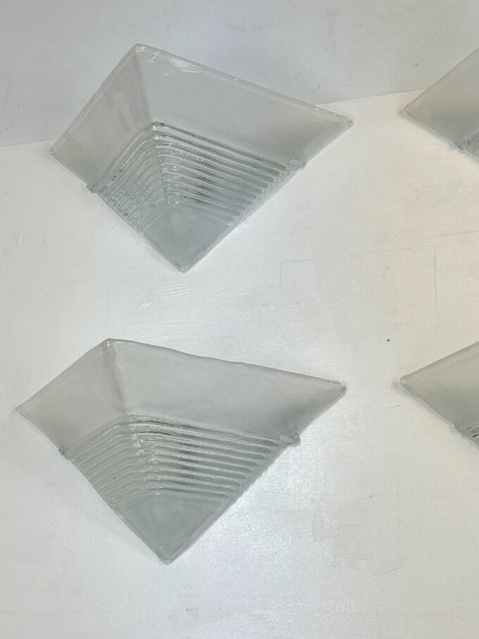 Postmodern Set of four large thick murano glass sconces by Mazzega. Italy 1980s