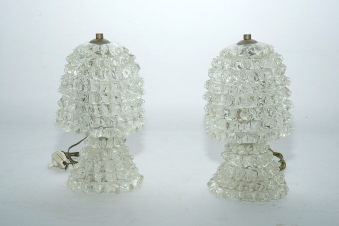 Rare Pair of Ercole Barovier Rostrato table lamps. Italy 1940s