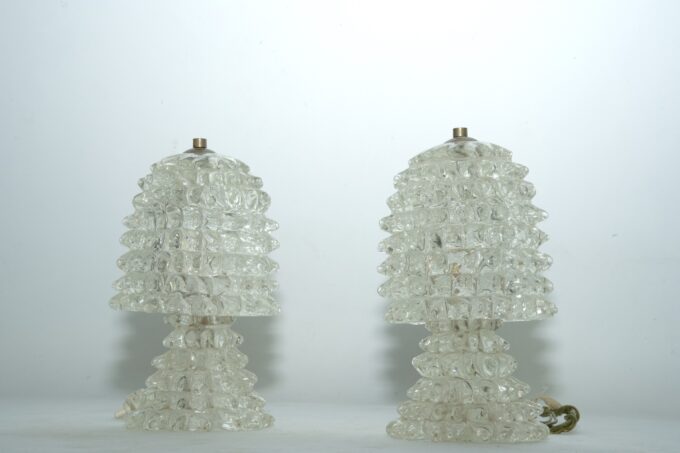 Rare Pair of Ercole Barovier Rostrato table lamps. Italy 1940s