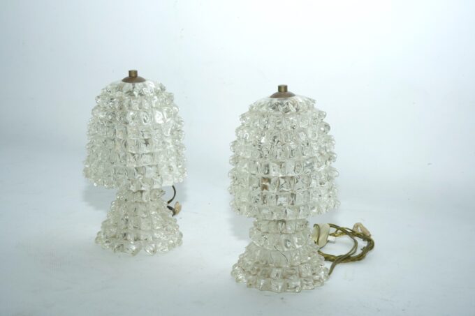 Rare Pair of Ercole Barovier Rostrato table lamps. Italy 1940s