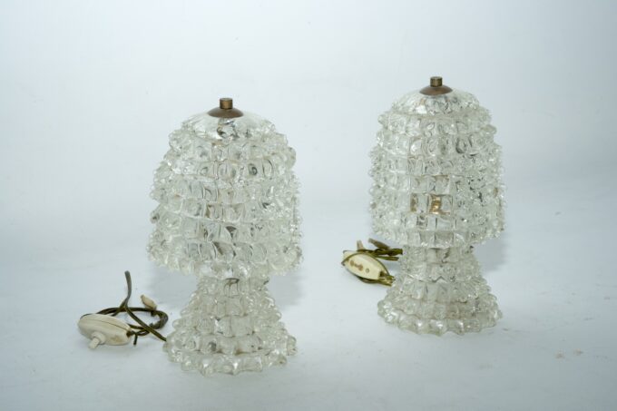 Rare Pair of Ercole Barovier Rostrato table lamps. Italy 1940s