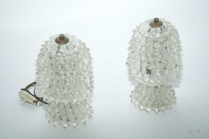 Rare Pair of Ercole Barovier Rostrato table lamps. Italy 1940s