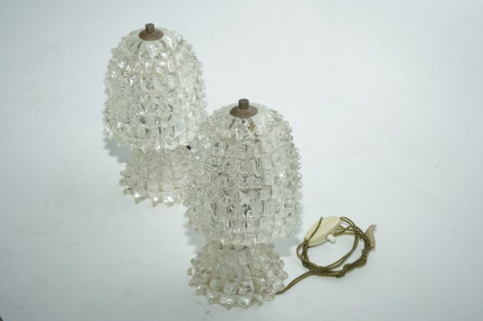Rare Pair of Ercole Barovier Rostrato table lamps. Italy 1940s