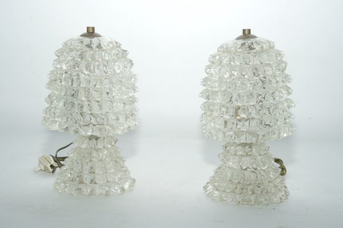 Rare Pair of Ercole Barovier Rostrato table lamps. Italy 1940s