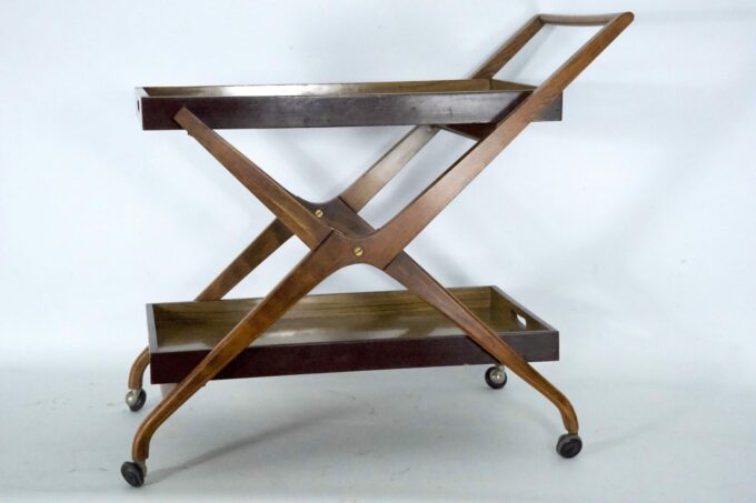 Mid-Century Wood and Formica Bar Cart in the manner of Angelo Ostuni, Italy 1950s.