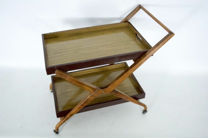 Mid-Century Wood and Formica Bar Cart in the manner of Angelo Ostuni, Italy 1950s.
