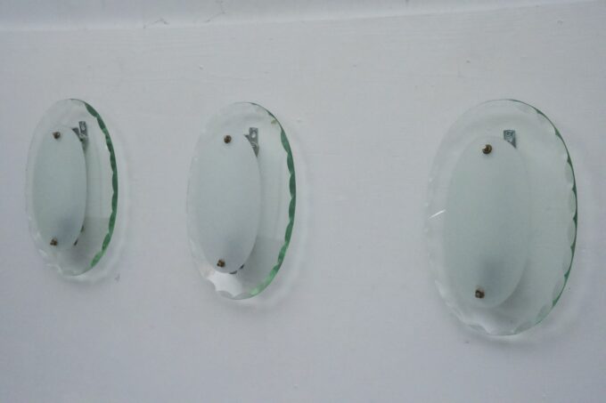 Set of Three Curved Glass Sconces by Cristal Art, Italy, 1960s