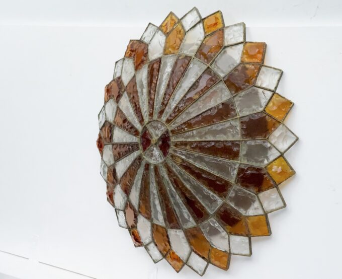 Huge Round Murano Glass Ceiling Lamp by Poliarte, Italy, 1970s.