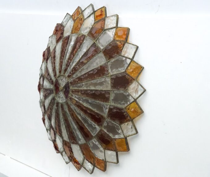 Huge Round Murano Glass Ceiling Lamp by Poliarte, Italy, 1970s.