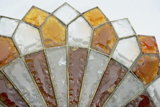 Huge Round Murano Glass Ceiling Lamp by Poliarte, Italy, 1970s.