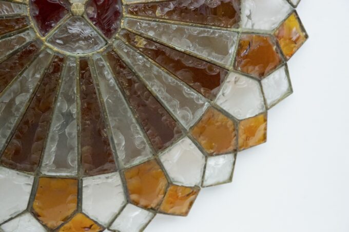 Huge Round Murano Glass Ceiling Lamp by Poliarte, Italy, 1970s.