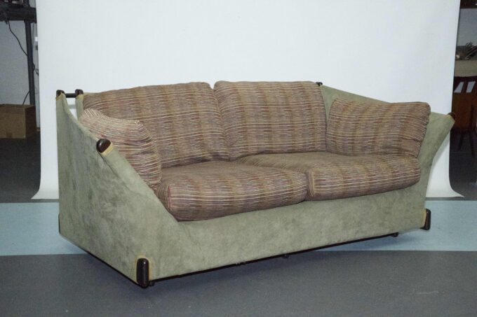Rare Italian love seat, model Violoncello, designed by Piero De Martini for Cassina, Italy, 1970s.
