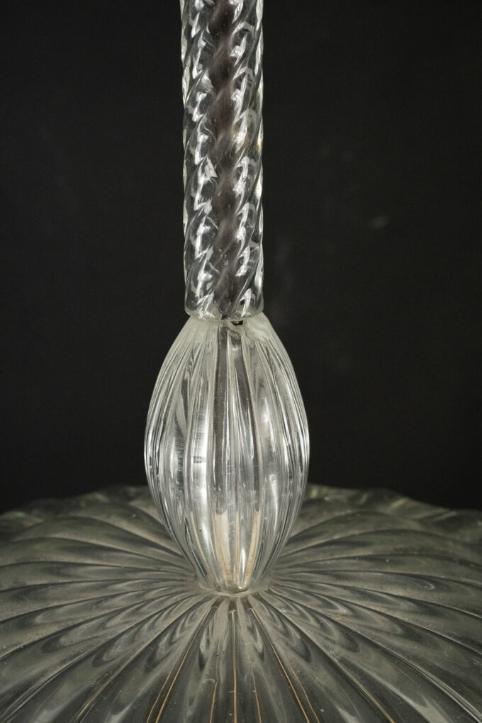 Archimede Seguso clear murano glass pendant light. Italy 1940s