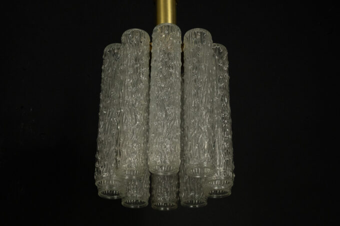 Pair of murano glass and brass chandeliers in the style of Toni Zuccheri. Italy 1970s