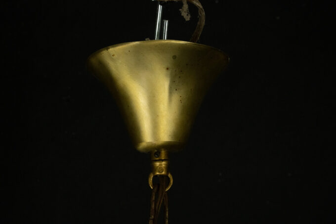 Pair of murano glass and brass chandeliers in the style of Toni Zuccheri. Italy 1970s