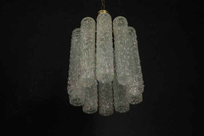 Pair of murano glass and brass chandeliers in the style of Toni Zuccheri. Italy 1970s