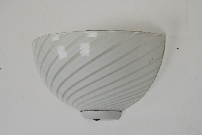 Italian Set of three striped Murano glass sconces in Venini style. Italy 1970s
