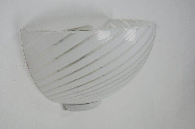 Italian Set of three striped Murano glass sconces in Venini style. Italy 1970s