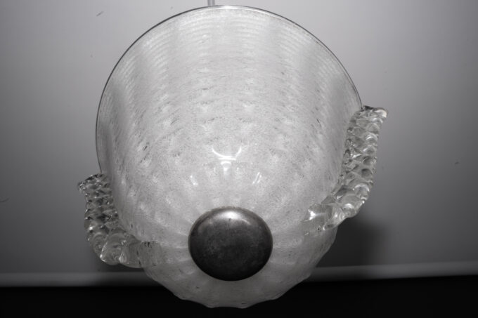 Rare Art Deco Ercole Barovier chandelier in Pulegoso Murano glass. Italy 1940s