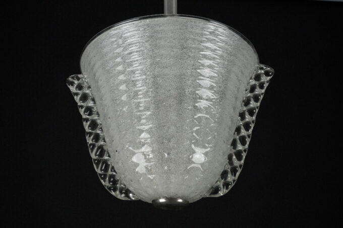Rare Art Deco Ercole Barovier chandelier in Pulegoso Murano glass. Italy 1940s