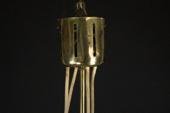 Mid-Century Modern Brass & Glass Chandelier in Stilnovo style, Italy 1950s