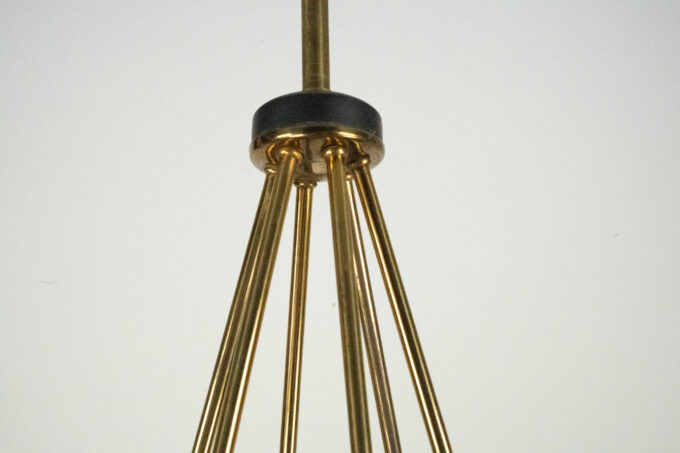 Rare 1950s Stilnovo Chandelier with Opaline Glass Globes. Italy