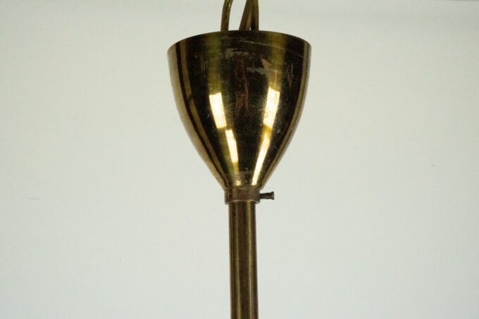 Rare 1950s Stilnovo Chandelier with Opaline Glass Globes. Italy