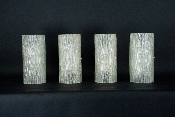 60s Toni Zuccheri Venini Murano glass sconces, horizontal or vertical mounting. Set of 4