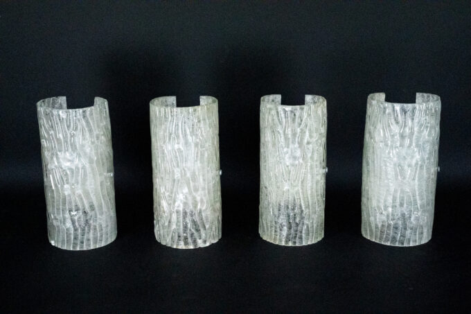 60s Toni Zuccheri Venini Murano glass sconces, horizontal or vertical mounting. Set of 4
