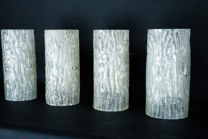 60s Toni Zuccheri Venini Murano glass sconces, horizontal or vertical mounting. Set of 4