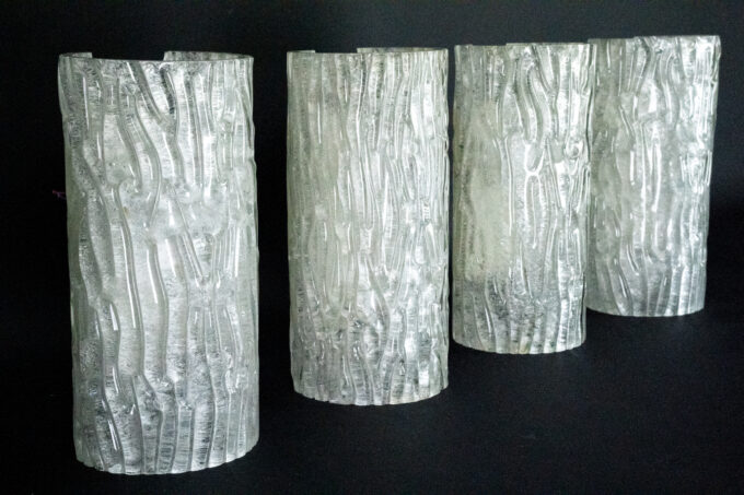 60s Toni Zuccheri Venini Murano glass sconces, horizontal or vertical mounting. Set of 4