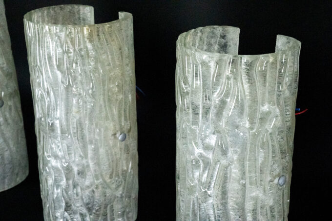 60s Toni Zuccheri Venini Murano glass sconces, horizontal or vertical mounting. Set of 4