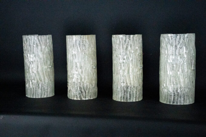 60s Toni Zuccheri Venini Murano glass sconces, horizontal or vertical mounting. Set of 4