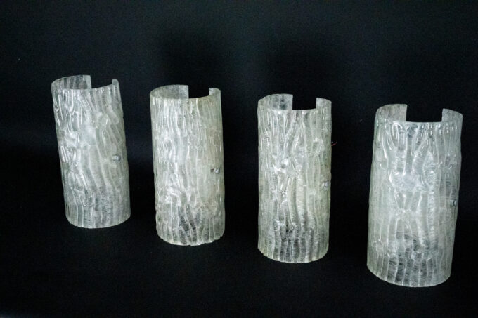 60s Toni Zuccheri Venini Murano glass sconces, horizontal or vertical mounting. Set of 4