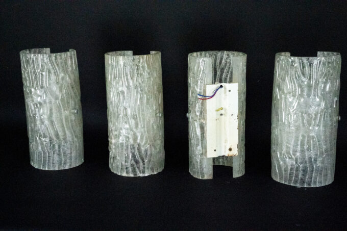 60s Toni Zuccheri Venini Murano glass sconces, horizontal or vertical mounting. Set of 4