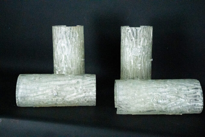 60s Toni Zuccheri Venini Murano glass sconces, horizontal or vertical mounting. Set of 4