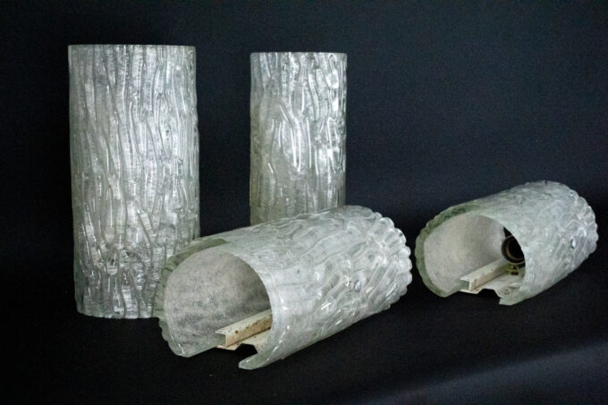 60s Toni Zuccheri Venini Murano glass sconces, horizontal or vertical mounting. Set of 4