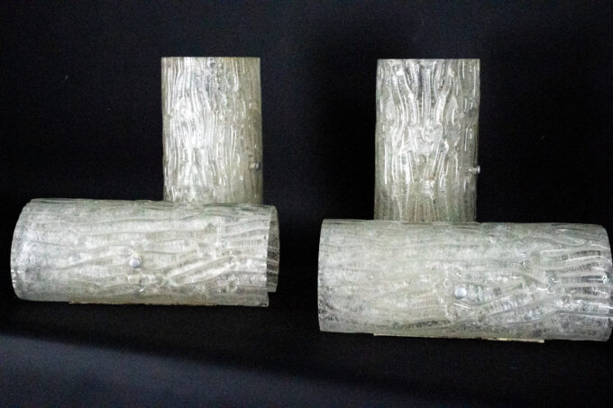 60s Toni Zuccheri Venini Murano glass sconces, horizontal or vertical mounting. Set of 4